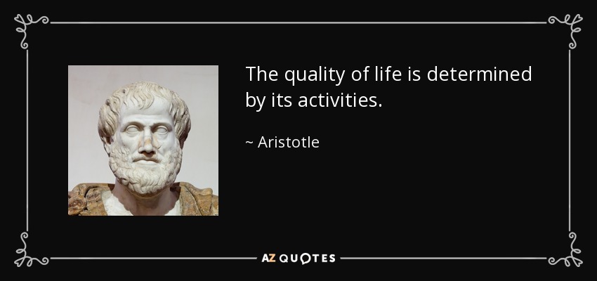 The quality of life is determined by its activities. - Aristotle