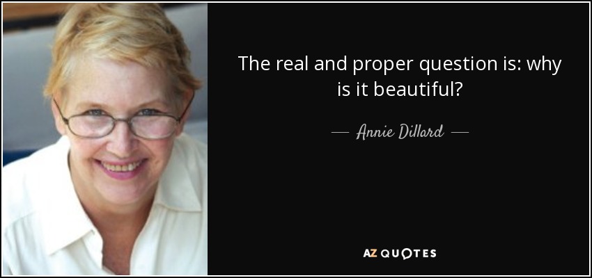 The real and proper question is: why is it beautiful? - Annie Dillard