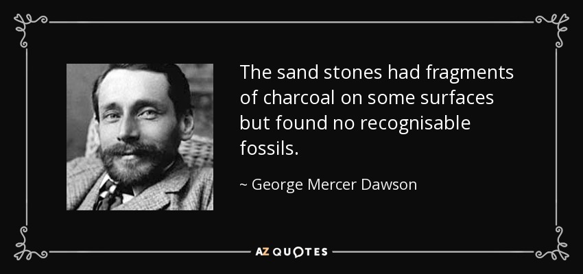 The sand stones had fragments of charcoal on some surfaces but found no recognisable fossils. - George Mercer Dawson