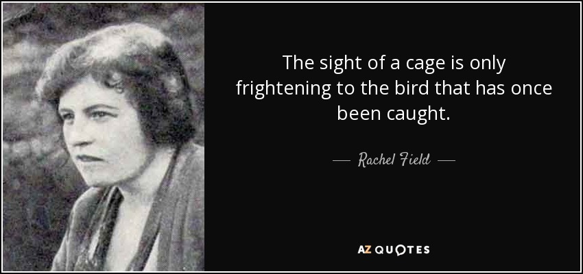 The sight of a cage is only frightening to the bird that has once been caught. - Rachel Field