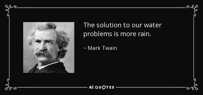 The solution to our water problems is more rain. - Mark Twain