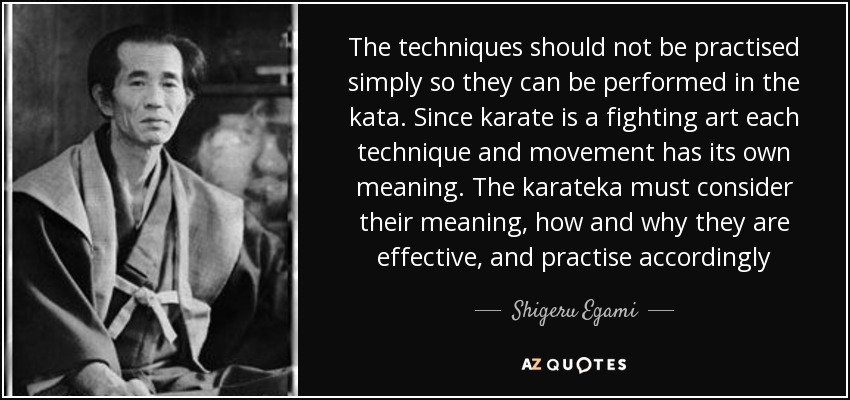 Shigeru Egami quote: The techniques should not be practised simply so