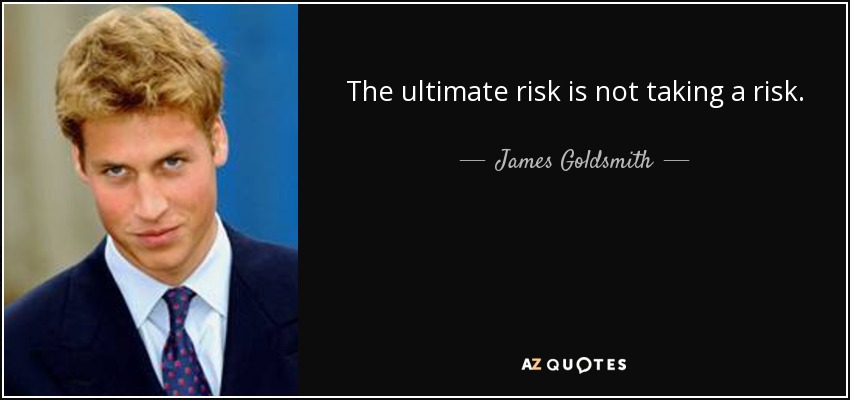 The ultimate risk is not taking a risk. - James Goldsmith