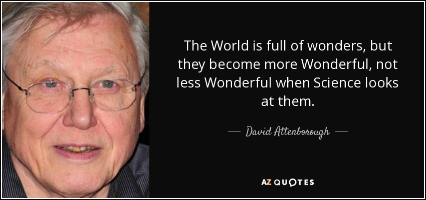 The World is full of wonders, but they become more Wonderful, not less Wonderful when Science looks at them. - David Attenborough