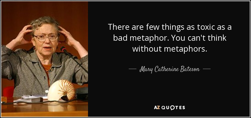 There are few things as toxic as a bad metaphor. You can't think without metaphors. - Mary Catherine Bateson