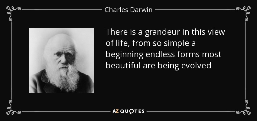 There is a grandeur in this view of life, from so simple a beginning endless forms most beautiful are being evolved - Charles Darwin