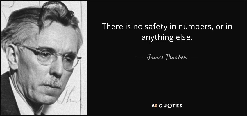 There is no safety in numbers, or in anything else. - James Thurber