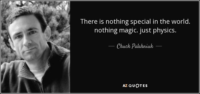 There is nothing special in the world. nothing magic. just physics. - Chuck Palahniuk