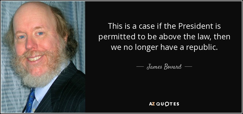 This is a case if the President is permitted to be above the law, then we no longer have a republic. - James Bovard