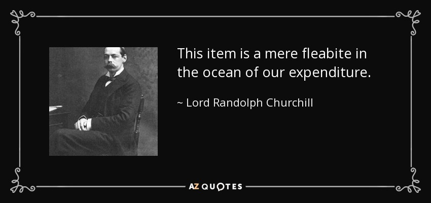 This item is a mere fleabite in the ocean of our expenditure. - Lord Randolph Churchill