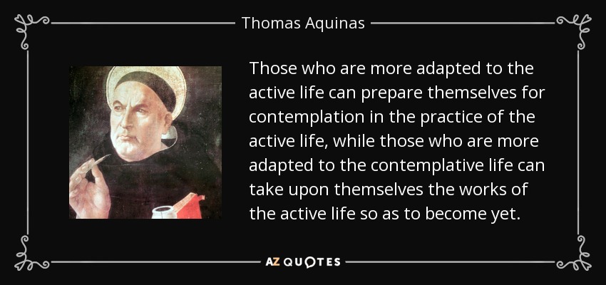 Those who are more adapted to the active life can prepare themselves for contemplation in the practice of the active life, while those who are more adapted to the contemplative life can take upon themselves the works of the active life so as to become yet. - Thomas Aquinas