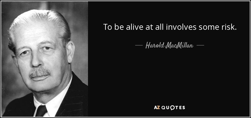 To be alive at all involves some risk. - Harold MacMillan