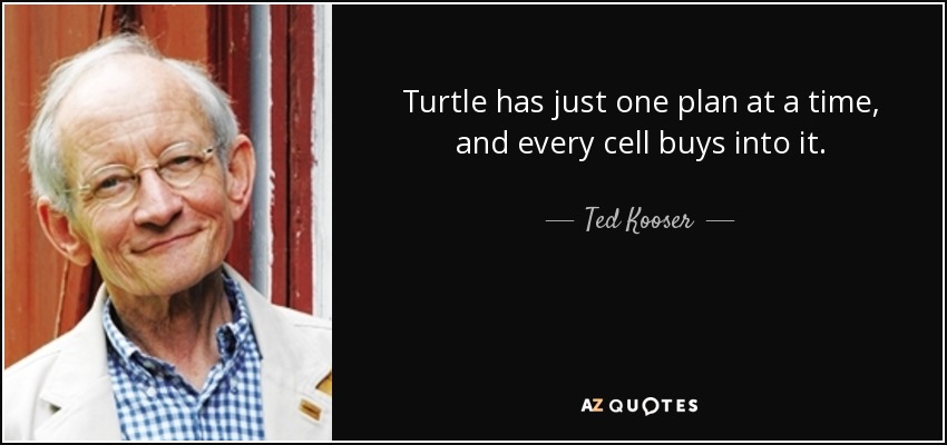 Turtle has just one plan at a time, and every cell buys into it. - Ted Kooser
