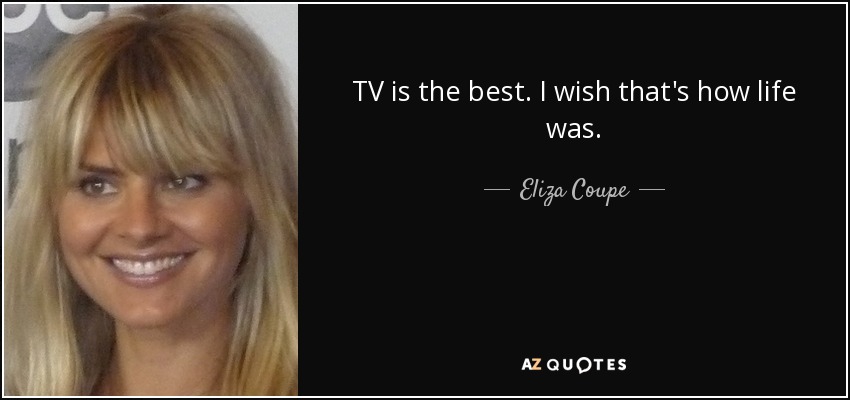 TV is the best. I wish that's how life was. - Eliza Coupe