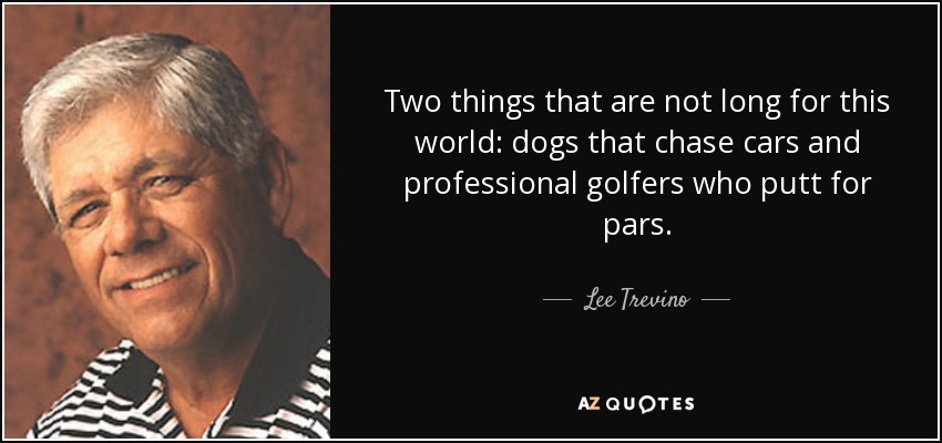 Two things that are not long for this world: dogs that chase cars and professional golfers who putt for pars. - Lee Trevino