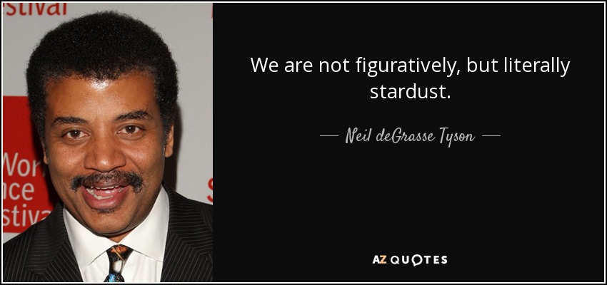We are not figuratively, but literally stardust. - Neil deGrasse Tyson