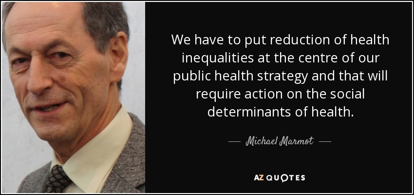 We have to put reduction of health inequalities at the centre of our public health strategy and that will require action on the social determinants of health. - Michael Marmot