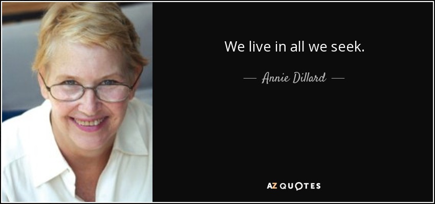 We live in all we seek. - Annie Dillard