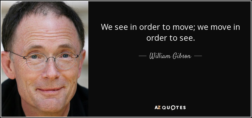 We see in order to move; we move in order to see. - William Gibson