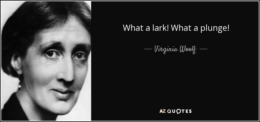 What a lark! What a plunge! - Virginia Woolf