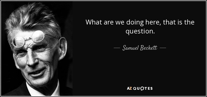 What are we doing here, that is the question. - Samuel Beckett