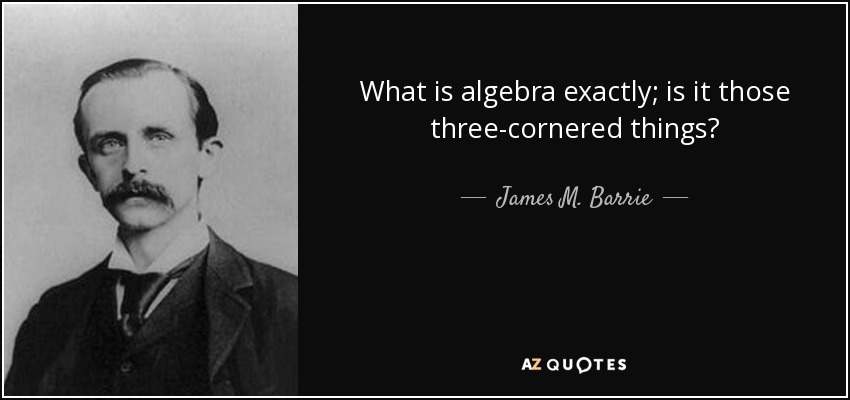 What is algebra exactly; is it those three-cornered things? - James M. Barrie