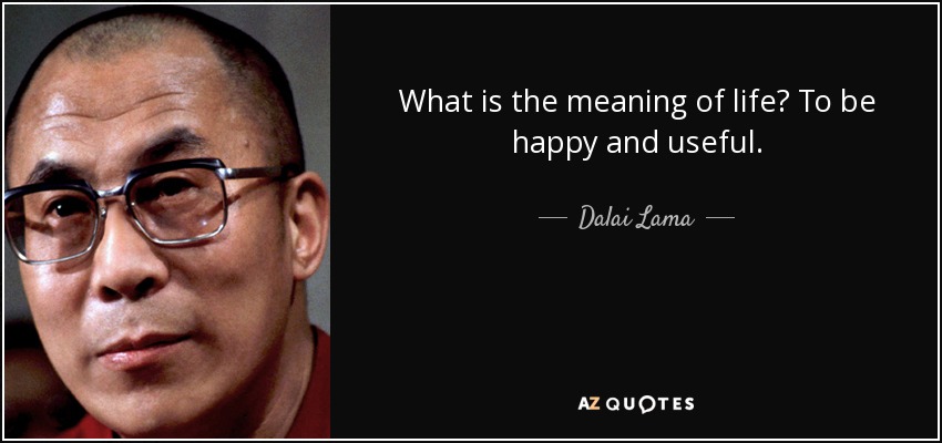What is the meaning of life? To be happy and useful. - Dalai Lama