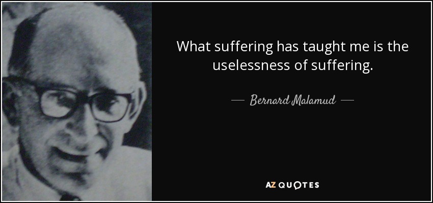 What suffering has taught me is the uselessness of suffering. - Bernard Malamud
