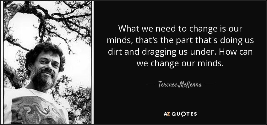 What we need to change is our minds, that's the part that's doing us dirt and dragging us under. How can we change our minds. - Terence McKenna