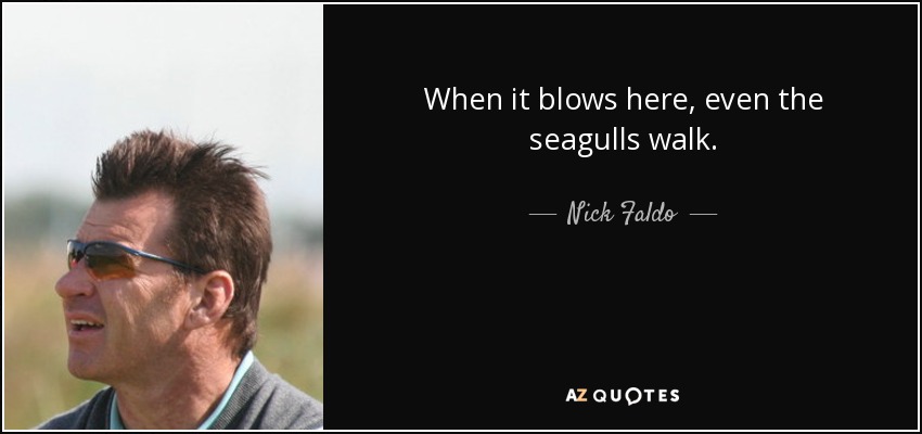 When it blows here, even the seagulls walk. - Nick Faldo
