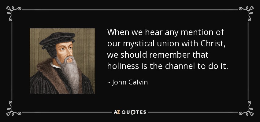 When we hear any mention of our mystical union with Christ, we should remember that holiness is the channel to do it. - John Calvin