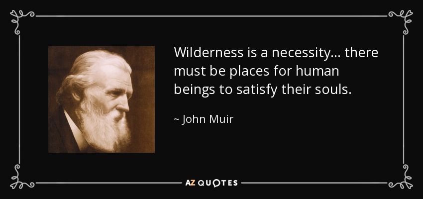 Wilderness is a necessity... there must be places for human beings to satisfy their souls. - John Muir