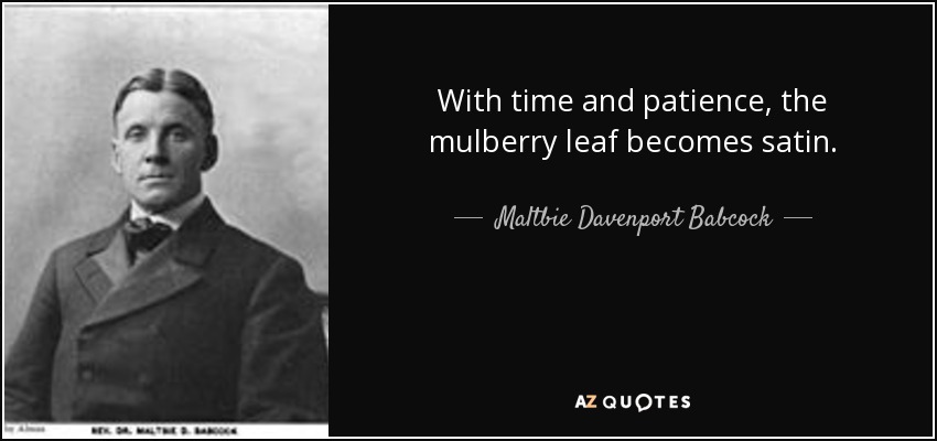 With time and patience, the mulberry leaf becomes satin. - Maltbie Davenport Babcock