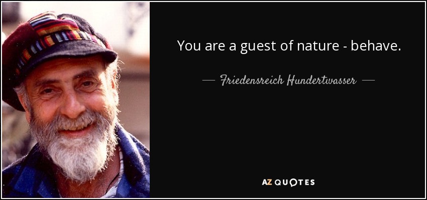 You are a guest of nature - behave. - Friedensreich Hundertwasser