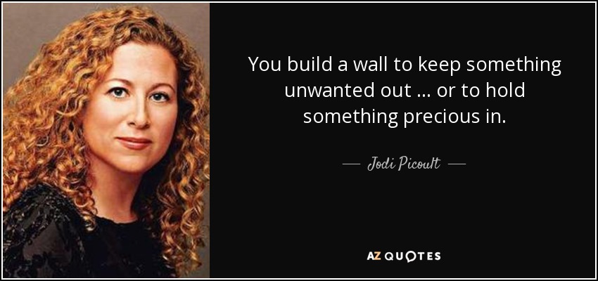 You build a wall to keep something unwanted out … or to hold something precious in. - Jodi Picoult