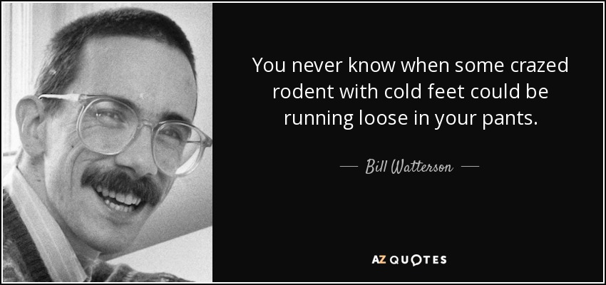 You never know when some crazed rodent with cold feet could be running loose in your pants. - Bill Watterson