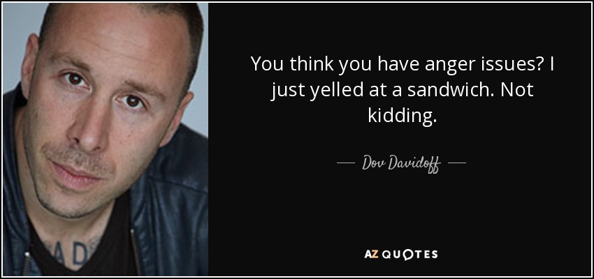 You think you have anger issues? I just yelled at a sandwich. Not kidding. - Dov Davidoff