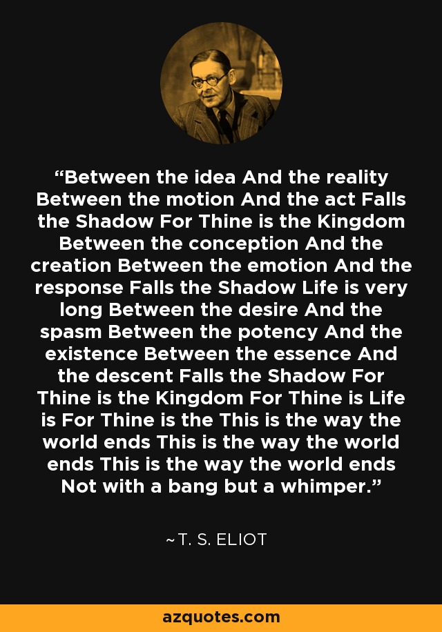 between the dream and the reality falls the shadow