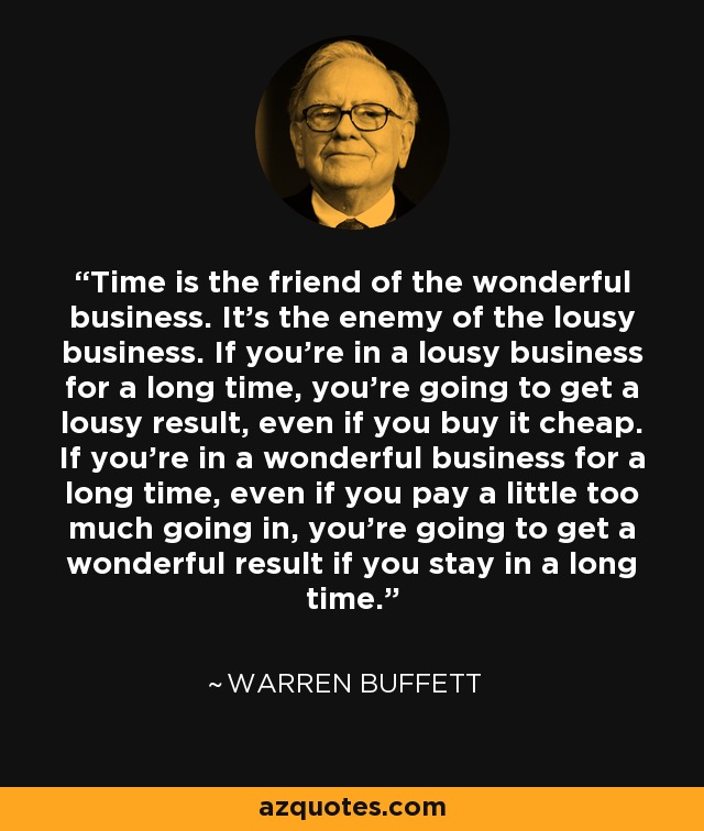 Warren Buffett quote: Time is the friend of the wonderful business It