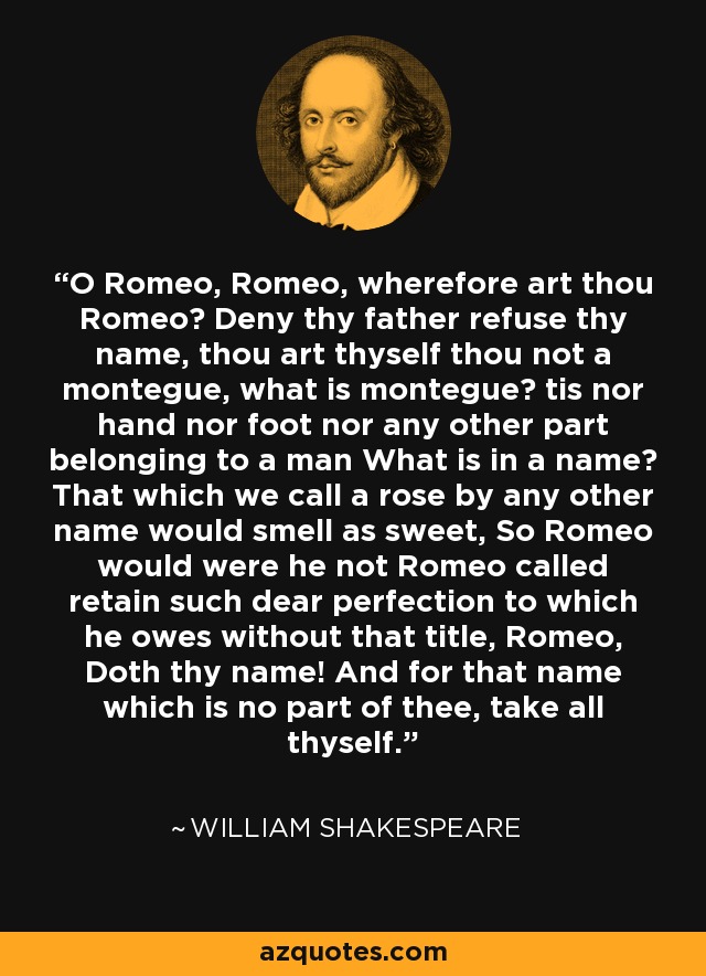 William Shakespeare Quote O Romeo Romeo Wherefore Art Thou
