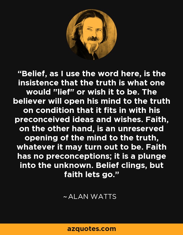 Belief, as I use the word here, is the insistence that the truth is what one would 