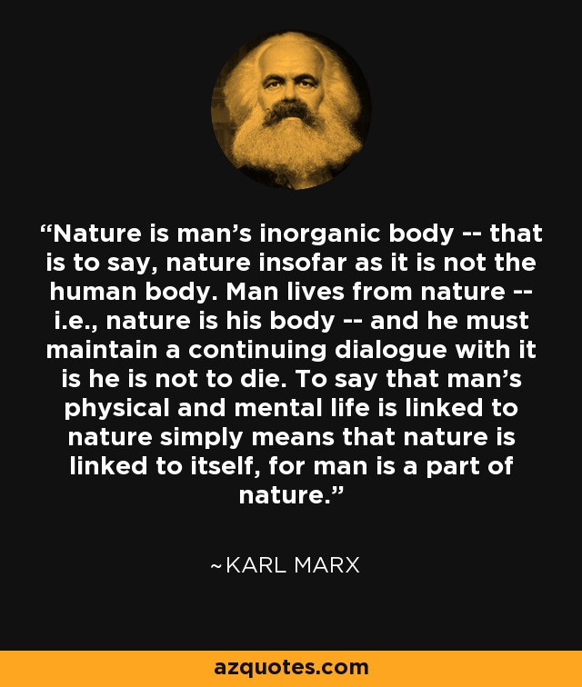 Karl Marx quote: Nature is body -- that to say...