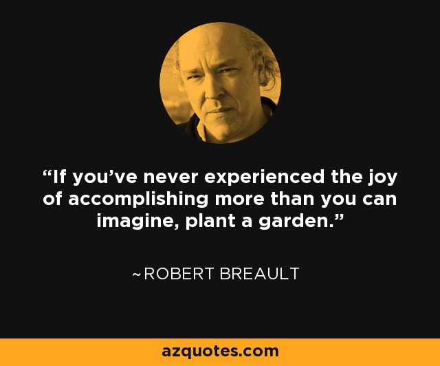 If you've never experienced the joy of accomplishing more than you can imagine, plant a garden. - Robert Brault