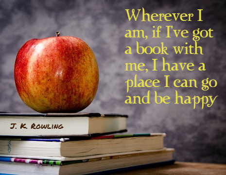 J. K. Rowling picture quote: Wherever I am, if I've got a book with me...