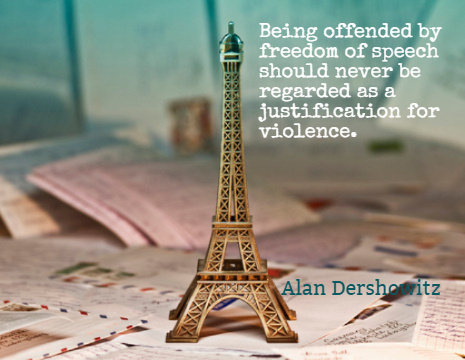 Being offended by freedom of speech should never be regarded as a justification for violence. - Alan Dershowitz