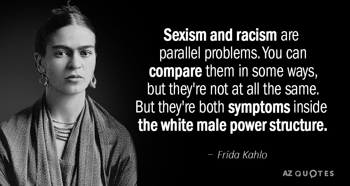 Frida Kahlo Quote Sexism And Racism Are Parallel Problems You Can Compare Them
