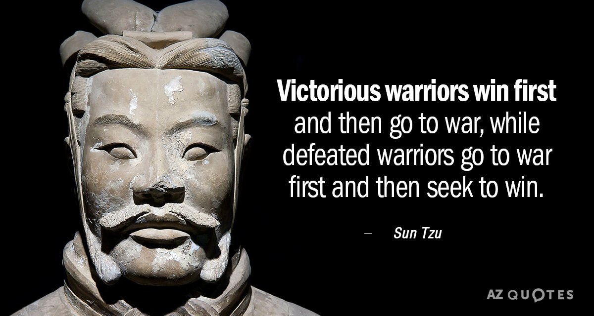 Sun Tzu quote: Victorious warriors win first and then go to war, while...