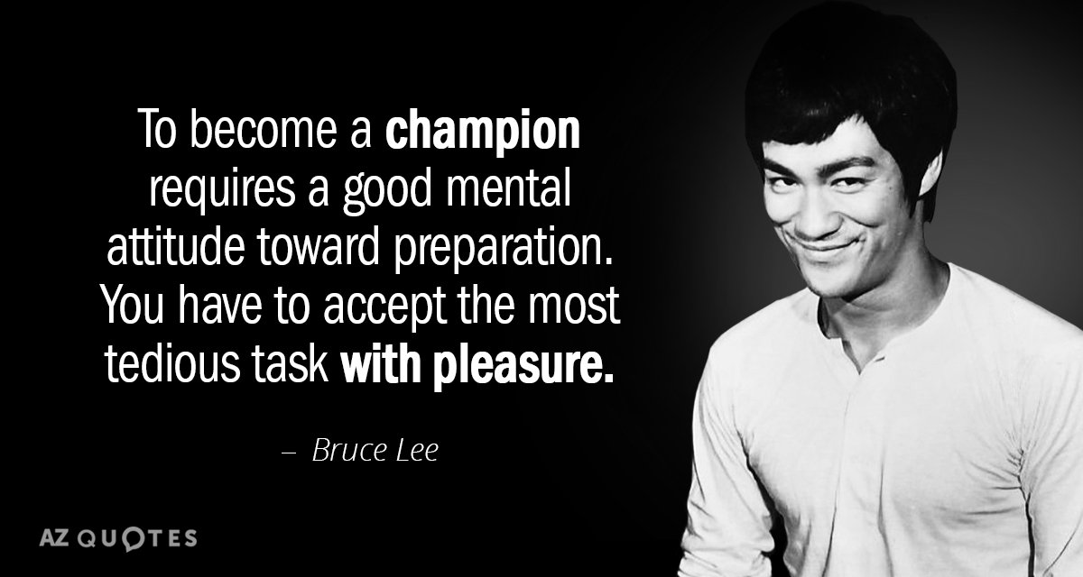 Lee To become a champion requires a good mental attitude toward...